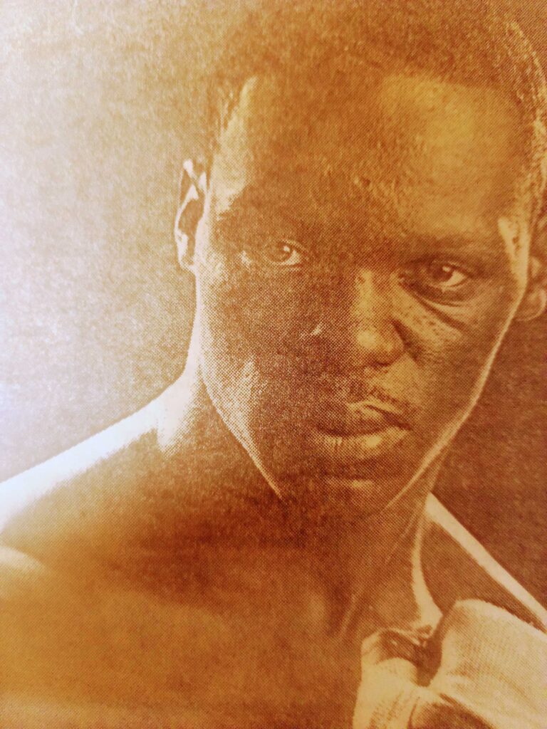 Archival portrait of Jeff Mayweather in his boxing stance