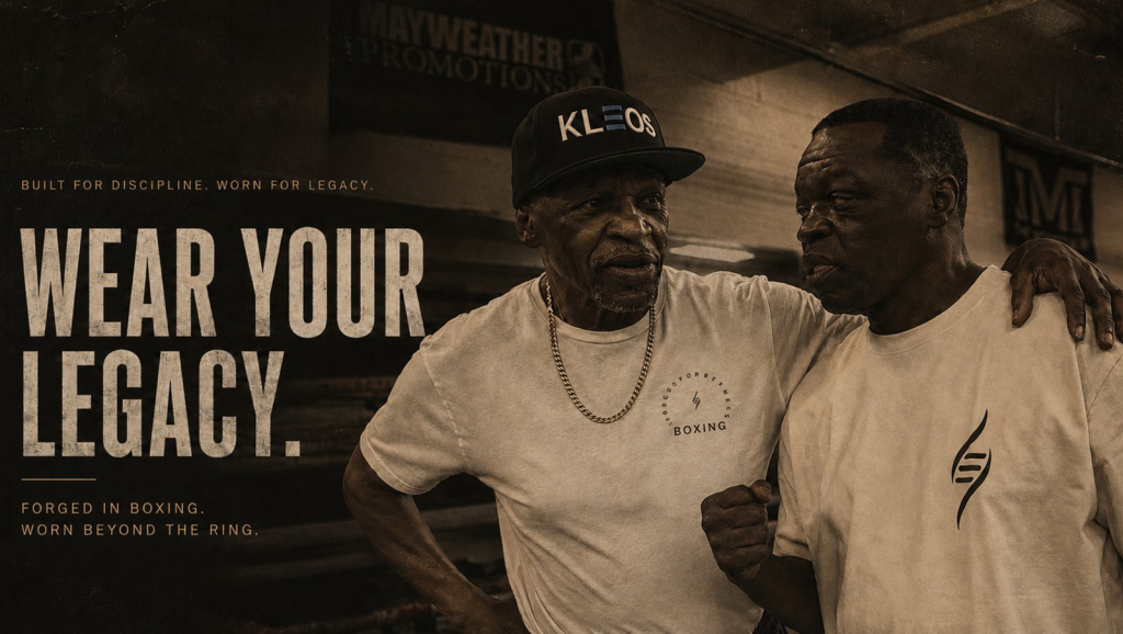 KLEOS Wear Your Legacy campaign featuring Floyd Mayweather Sr. and Jeff in the gym